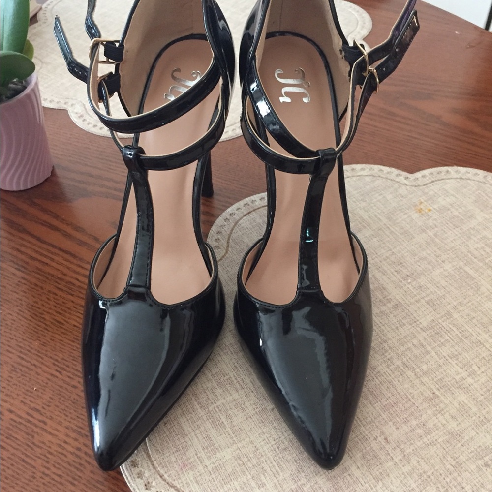 JG Double T strap Stiletto Heels Patent Leather 9